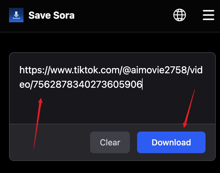 Step 3: Paste link and download with SaveSora