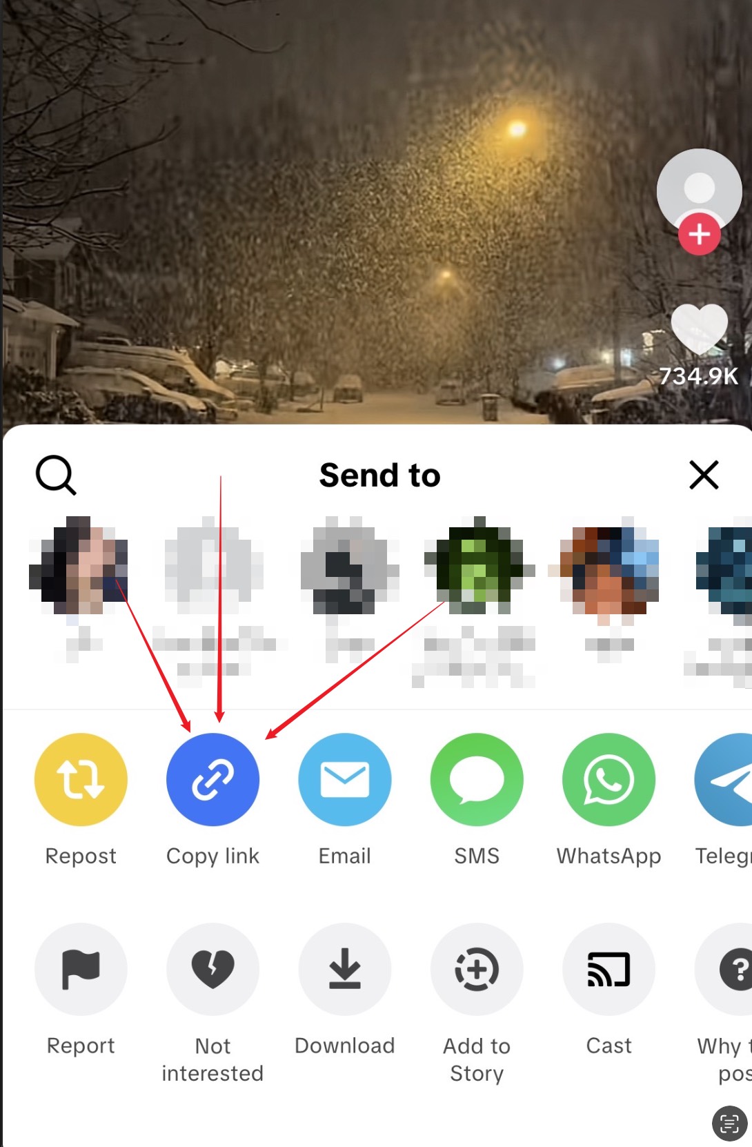 Step 2: Tap Copy Link in the popup menu